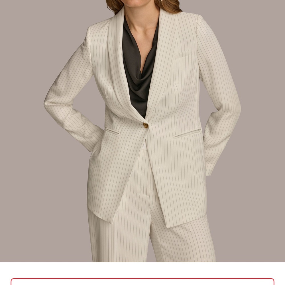 Elegant Cream Pinstripe Suit donna karan